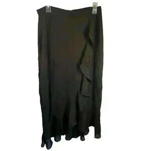 Conrad C Women's Black Faux Wrap Skirt Midi Length Size 12P
